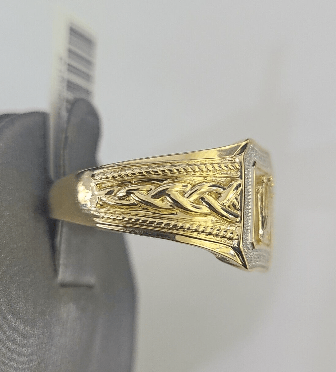 Real 10k Diamond Crown Mens Ring Band Yellow Gold Wedding Casual Genuine Natural - GoldenlinQ